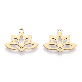 20 шт. 201 подвески из нержавеющей стали, лазерная резка, полый, лотос