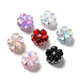 Handmade Polymer Clay Beads, with Rhinestone & ABS Imitation Pearl & Glass, Flower