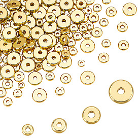 160 шт. 4 стили латунные бусины-проставки, долговечный, Плоский круглый / диск, Heishi бусы