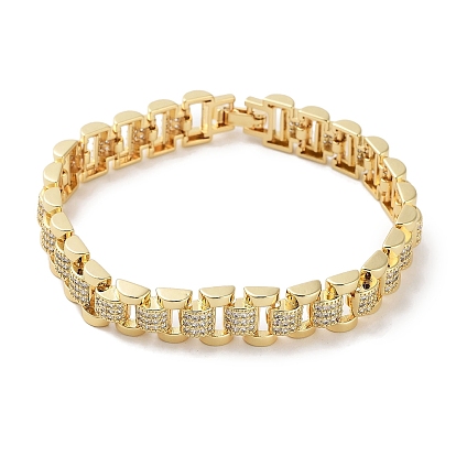 Браслеты из латуни с покрытием стойки, прозрачные браслеты-цепочки с кубическим цирконием и прямоугольными звеньями для женщин, без кадмия и без свинца, долговечный