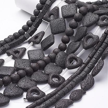 Natural Lava Rock Beads Strands, Dyed, Mixed Shapes
