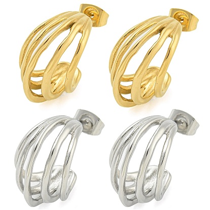 304 серьги-гвоздики из нержавеющей стали для женщин, многослойный с-образный