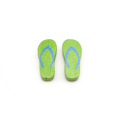 Spray Painted Natural Wood Beads, Flip Flops