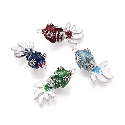 Латунь эмаль подвески, талисман золотой рыбки