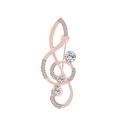 Alloy Rhinestone Brooches, Musical Note Pins