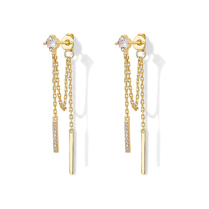 Серьги-гвоздики с кисточками в форме палочек из латуни