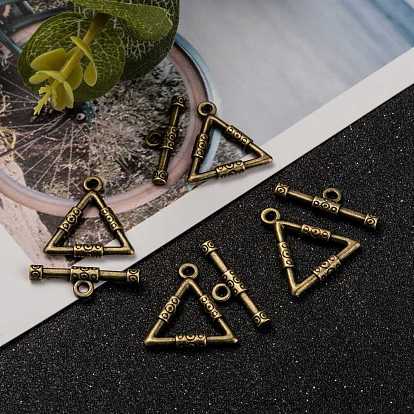 Tibetan Style Alloy Toggle Clasps, Lead Free and Cadmium Free, Triangle