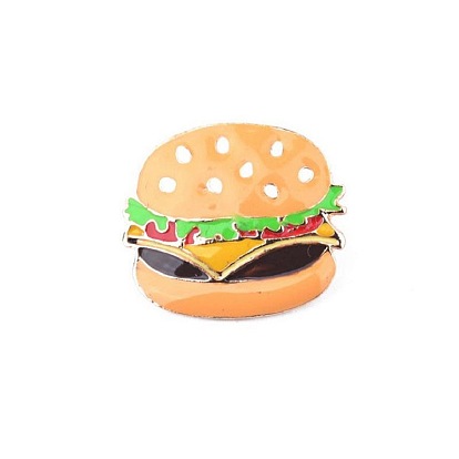 Cute Foodie Enamel Pins Set - Hamburger, Fried Egg, Hot Dog, OK Gesture & Boom Bomb Lapel Pin