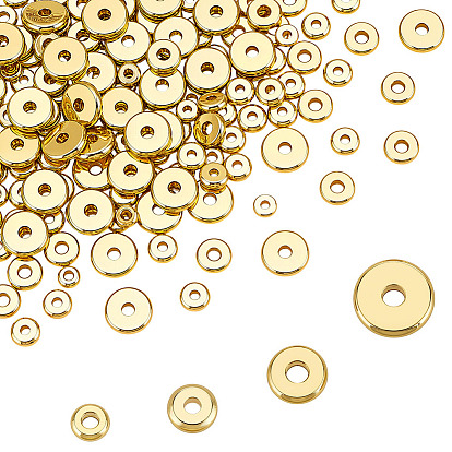 160 шт. 4 стили латунные бусины-проставки, долговечный, Плоский круглый / диск, Heishi бусы