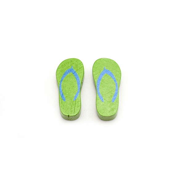 Spray Painted Natural Wood Beads, Flip Flops