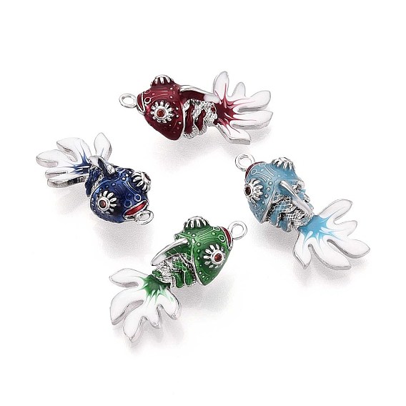 Латунь эмаль подвески, талисман золотой рыбки