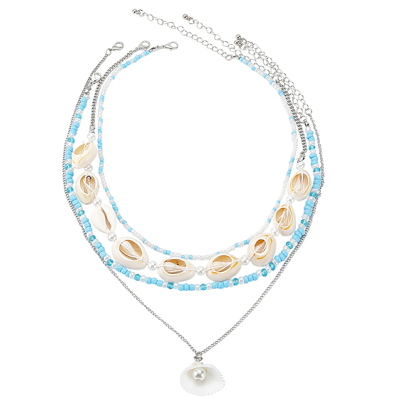 Комплект ожерелий из сплава и искусственного жемчуга, с железной и латунной цепью