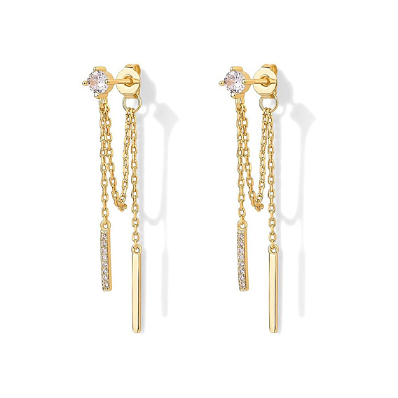 Серьги-гвоздики с кисточками в форме палочек из латуни