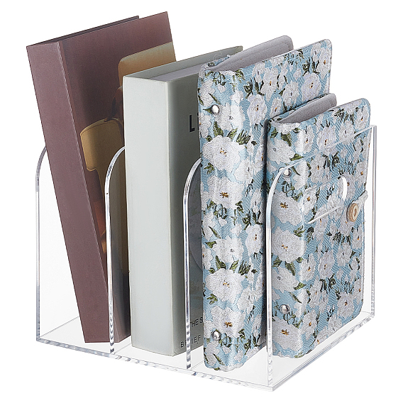 Estantería de acrílico transparente, Soportes para libros de escritorio, Decoración de escritorio para oficina en casa
