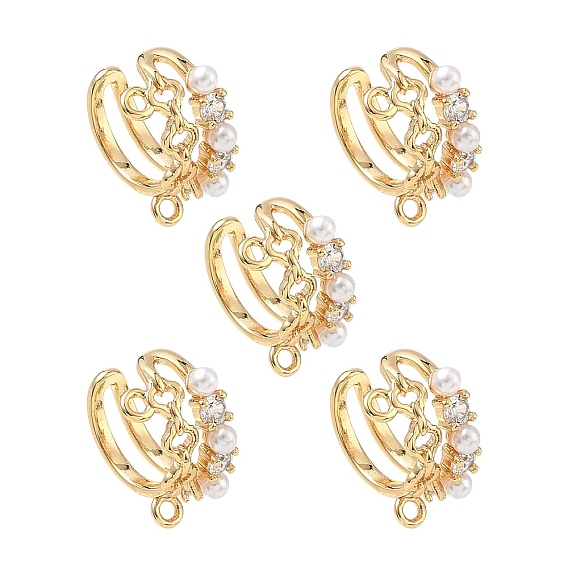 SHEGRACE Brass Cuff Earring Findings, with ABS Plastic, Nickel Free