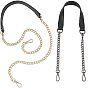 2Pcs 2 Style PU Leather Bag Tape, with Iron Curb Chain & Clasps, Bag Replacement Accessories