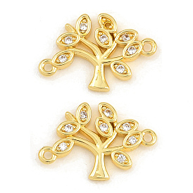 Breloques de connecteur en zircone cubique transparente pavée de laiton, liens arbre de vie, crémaillère plaquage, plaqué longue durée, sans plomb et sans cadmium