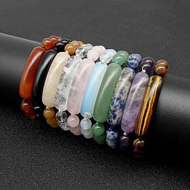 Bracelets de perles tressées en perles de pierres précieuses naturelles et synthétiques pour femmes et hommes