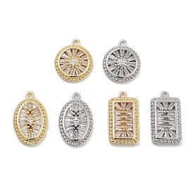 Brass with Clear Cubic Zirconia Pendants, Real 14K Gold Plated/Platinum