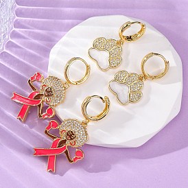 Серьги-кольца из латуни с прозрачным кубическим цирконием, с эмалью, реальный 18 k позолоченный