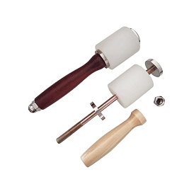Nylon T-type Hammers, with Wood Handle and Aluminum Finding, Leather Punch Tool