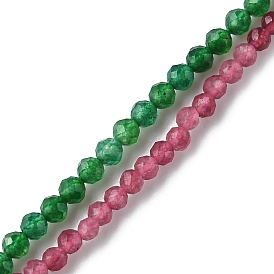 Natural Malaysia Jade Beads Strands, Faceted, Dyed, Round