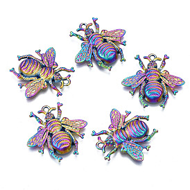 Rainbow Color Alloy Pendants, Cadmium Free & Nickel Free & Lead Free, Bee