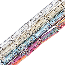 4 Strands 4 Style Electroplated Natural Lava Rock Beads Strands, Column, Bumpy