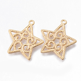 Brass Pendants, Nickel Free, Hollow Star