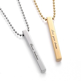 304 Stainless Steel Pendant  Necklaces, Cuboid