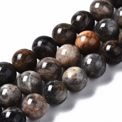 Natural Black Sunstone Beads Strands, Round