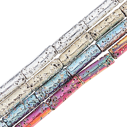 4 Strands 4 Style Electroplated Natural Lava Rock Beads Strands, Column, Bumpy