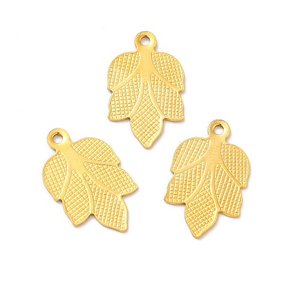 Ion Plating(IP) 304 Stainless Steel Pendants, Leaf Charm