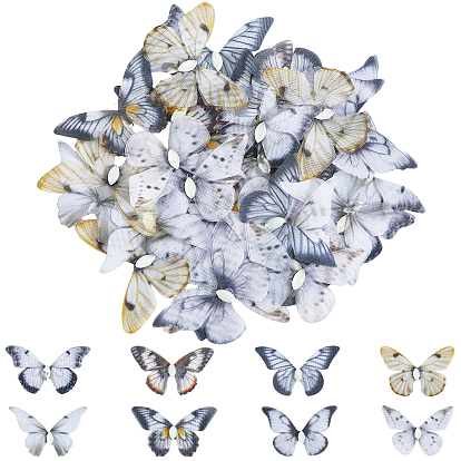 40шт. 8 цвета светящиеся тканевые и смоляные украшения в виде бабочек, светится в темноте