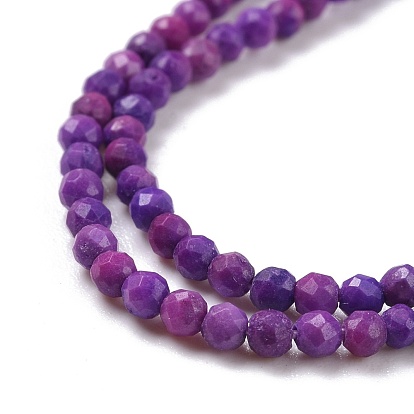 Natural Sugilite Beads Strands, Faceted, Round