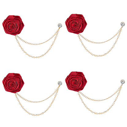 Булавки-накладки на лацкан из полиэстера с цветком розы, брошь-цепочка для женщин