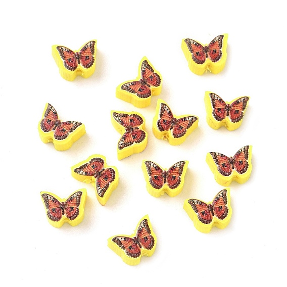 Печатные бусины из полимерной глины ручной работы, бабочка