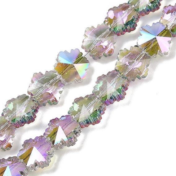 Стеклянные бусины с гальваническим покрытием , снежинка, граненые