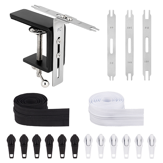 Наборы инструментов для застежек-молний, включая инструмент для установки молнии, нейлоновая застежка-молния, ползунки на молнии из цинкового сплава