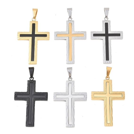304 подвески из нержавеющей стали, крест с подвесками в виде лучистой линии, матовая отделка