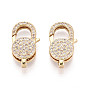 Застежки-лобстеры с прозрачным кубическим цирконием и латунным паве, плоско-круглые