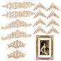 14pcs 4 styles d'appliques en bois sculptées et incrustées, décoration de la maison de meubles onlay non peints, fleur