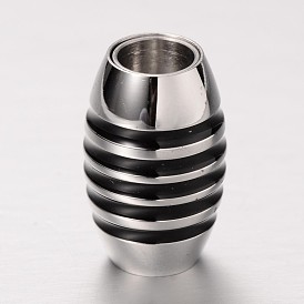 Barillet 304 fermoirs magnétiques en acier inoxydable avec extrémités à coller, 18x11.5mm, Trou: 6mm