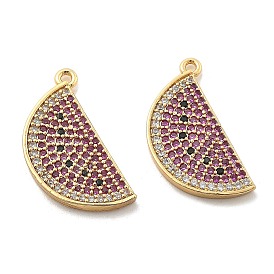 Латунные микро-паве красочные кубические циркониевые подвески, арбузные чары, стойки покрытие, долговечный, без свинца и без кадмия