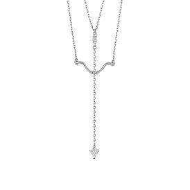 SHEGRACE 925 Sterling Silver Pendant Necklaces, with S925 Stamp, with Grade AAA Cubic Zirconia, Arrow