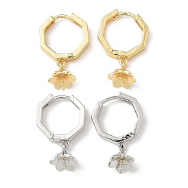 Восьмиугольник с цветочной фурнитурой для сережек-колец из латуни, без кадмия и без свинца, долговечный, стойки покрытие