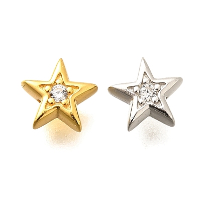 925 бусины из стерлингового серебра с микропаве, прозрачные бусины из кубического циркония, звезда