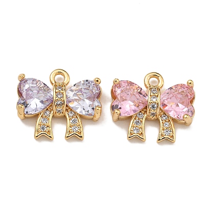 Латунные микро проложить кубического циркония прелести, реальный 18 k позолоченный, бантом