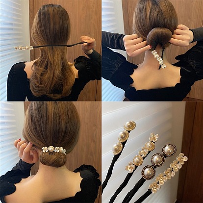 Elegant Retro Bun Maker with Pearl Hair Tie for Chic Hairstyles
