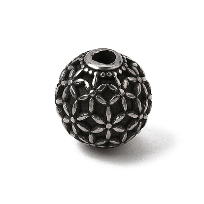 316 perles chirurgicales en acier inoxydable, ronde avec motif de fleurs